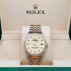 Rolex Custom 1.4ct Diamond 18k Yellow Gold Stainless Steel Datejust Automatic Men's Wristwatch 36 mm
