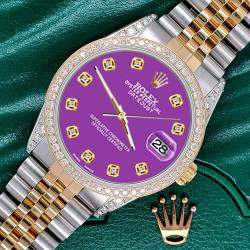 Rolex Custom Sangria 1.4ct Diamond 18k Yellow Gold Stainless Steel Datejust Automatic Men's Wristwatch 36 mm