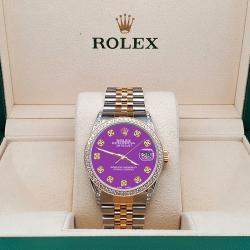Rolex Custom Sangria 1.4ct Diamond 18k Yellow Gold Stainless Steel Datejust Automatic Men's Wristwatch 36 mm