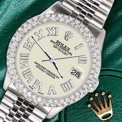 Rolex Custom 4.6ct Diamond Stainless Steel Datejust Automatic Men's Wristwatch 36 mm
