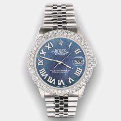 Rolex Custom Black 4.6ct Diamond Stainless Steel Datejust Automatic Men's Wristwatch 36 mm