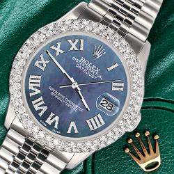 Rolex Custom Black 4.6ct Diamond Stainless Steel Datejust Automatic Men's Wristwatch 36 mm