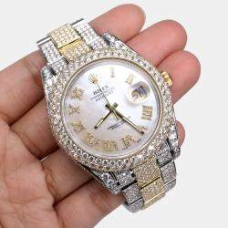 Rolex Custom  15.8CT Diamond 18K Yellow Gold Stainless Steel Datejust II 116333 Automatic Men's Wristwatch 41mm