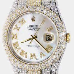 Rolex Custom  15.8CT Diamond 18K Yellow Gold Stainless Steel Datejust II 116333 Automatic Men's Wristwatch 41mm