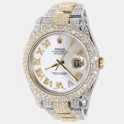 Rolex Custom  15.8CT Diamond 18K Yellow Gold Stainless Steel Datejust II 116333 Automatic Men's Wristwatch 41mm