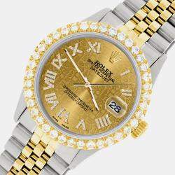 Rolex Custom Champagne 3.10CT Diamond 18K Yellow Gold Stainless Steel Datejust  Automatic Men's Wristwatch 36mm