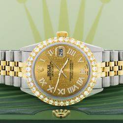Rolex Custom Champagne 3.10CT Diamond 18K Yellow Gold Stainless Steel Datejust  Automatic Men's Wristwatch 36mm