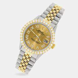 Rolex Custom Champagne 3.10CT Diamond 18K Yellow Gold Stainless Steel Datejust  Automatic Men's Wristwatch 36mm
