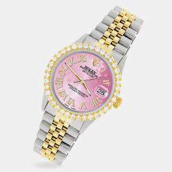 Rolex Custom Pink 3.10CT Diamond 18K Yellow Gold Stainless Steel Datejust  Automatic Men's Wristwatch 36mm