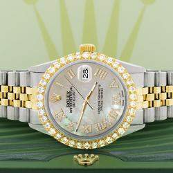 Rolex Custom Champagne MOP 3.10CT Diamond 18K Yellow Gold Stainless Steel Datejust  Automatic Men's Wristwatch 36mm