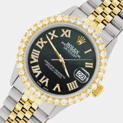 Rolex Custom Black 3.10CT Diamond 18K Yellow Gold Stainless Steel Datejust  Automatic Men's Wristwatch 36mm