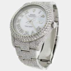 Rolex Custom  MOP 19.8CT Diamond Stainless Steel Datejust II  Automatic Men's Wristwatch 41MM