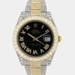 Rolex Custom  15.2CT Diamond 18K Yellow Gold Stainless Steel Datejust II 116333 Automatic Men's Wristwatch 41MM