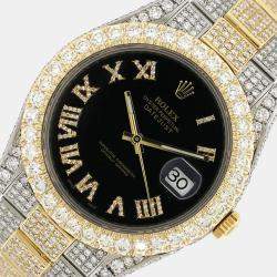 Rolex Custom  15.2CT Diamond 18K Yellow Gold Stainless Steel Datejust II 116333 Automatic Men's Wristwatch 41MM