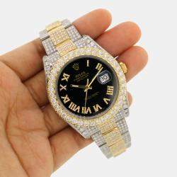 Rolex Custom  15.2CT Diamond 18K Yellow Gold Stainless Steel Datejust II 116333 Automatic Men's Wristwatch 41MM