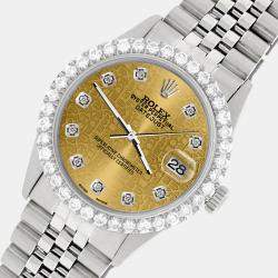 Rolex Custom Champagne 3.05CT Diamond Stainless Steel Datejust  Automatic Men's Wristwatch 36MM