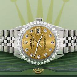 Rolex Custom Champagne 3.05CT Diamond Stainless Steel Datejust  Automatic Men's Wristwatch 36MM
