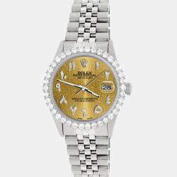 Rolex Custom Champagne 3.35CT Diamond Stainless Steel Datejust  Automatic Men's Wristwatch 36MM