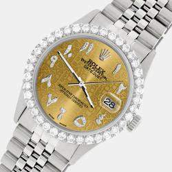 Rolex Custom Champagne 3.35CT Diamond Stainless Steel Datejust  Automatic Men's Wristwatch 36MM