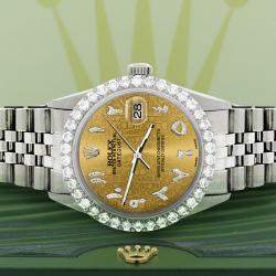 Rolex Custom Champagne 3.35CT Diamond Stainless Steel Datejust  Automatic Men's Wristwatch 36MM