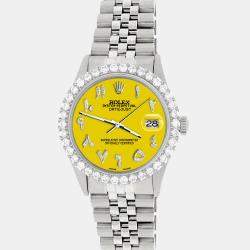 Rolex Custom Yellow 3.35CT Diamond Stainless Steel Datejust  Automatic Men's Wristwatch 36MM