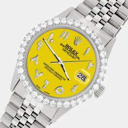 Rolex Custom Yellow 3.35CT Diamond Stainless Steel Datejust  Automatic Men's Wristwatch 36MM