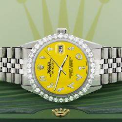 Rolex Custom Yellow 3.35CT Diamond Stainless Steel Datejust  Automatic Men's Wristwatch 36MM