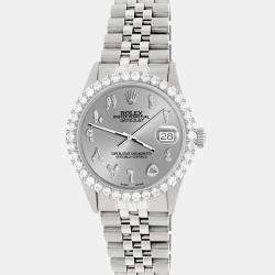 Rolex Custom Silver 3.35CT Diamond Stainless Steel Datejust  Automatic Men's Wristwatch 36MM