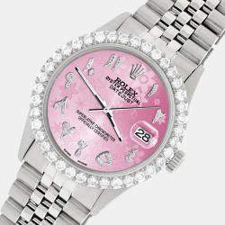 Rolex Custom Pink 3.35CT Diamond Stainless Steel Datejust  Automatic Men's Wristwatch 36MM