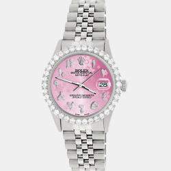 Rolex Custom Pink 3.35CT Diamond Stainless Steel Datejust  Automatic Men's Wristwatch 36MM