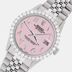 Rolex Custom Orchid Pink 3.35CT Diamond Stainless Steel Datejust  Automatic Men's Wristwatch 36MM
