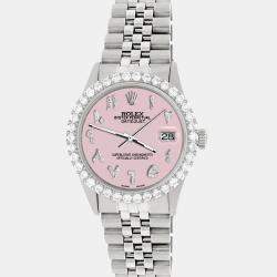 Rolex Custom Orchid Pink 3.35CT Diamond Stainless Steel Datejust  Automatic Men's Wristwatch 36MM