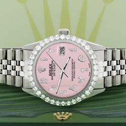 Rolex Custom Orchid Pink 3.35CT Diamond Stainless Steel Datejust  Automatic Men's Wristwatch 36MM