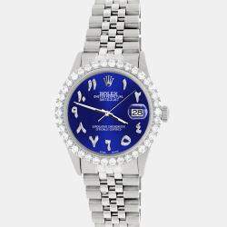 Rolex Custom Navy Blue 3.35CT Diamond Stainless Steel Datejust  Automatic Men's Wristwatch 36MM