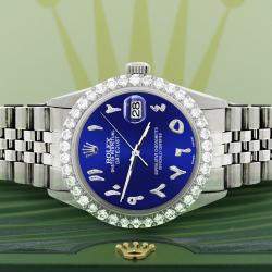 Rolex Custom Navy Blue 3.35CT Diamond Stainless Steel Datejust  Automatic Men's Wristwatch 36MM