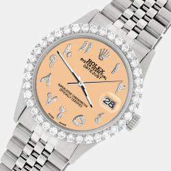 Rolex Custom Mustard 3.35CT Diamond Stainless Steel Datejust  Automatic Men's Wristwatch 36MM