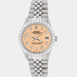 Rolex Custom Mustard 3.35CT Diamond Stainless Steel Datejust  Automatic Men's Wristwatch 36MM