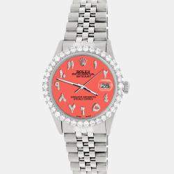 Rolex Custom Matt Coral 3.35CT Diamond Stainless Steel Datejust  Automatic Men's Wristwatch 36MM