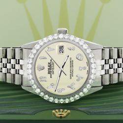 Rolex Custom Satin Linen 3.35CT Diamond Stainless Steel Datejust  Automatic Men's Wristwatch 36MM