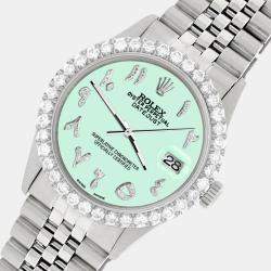 Rolex Custom Light Malachite 3.35CT Diamond Stainless Steel Datejust  Automatic Men's Wristwatch 36MM