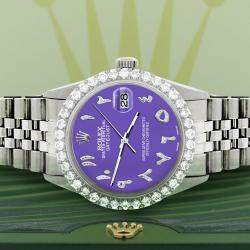 Rolex Custom Lavender 3.35CT Diamond Stainless Steel Datejust  Automatic Men's Wristwatch 36MM