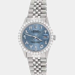 Rolex Custom Ice Blue 3.35CT Diamond Stainless Steel Datejust  Automatic Men's Wristwatch 36MM