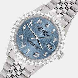 Rolex Custom Ice Blue 3.35CT Diamond Stainless Steel Datejust  Automatic Men's Wristwatch 36MM