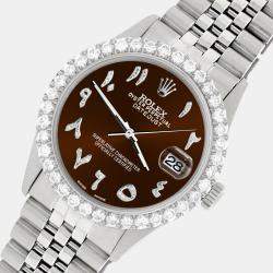 Rolex Custom Chocolate 3.35CT Diamond Stainless Steel Datejust  Automatic Men's Wristwatch 36MM