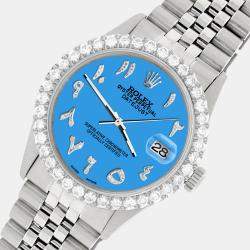 Rolex Custom Blue 3.35CT Diamond Stainless Steel Datejust  Automatic Men's Wristwatch 36MM