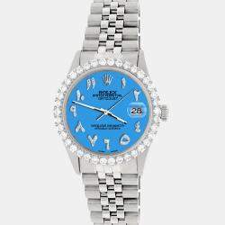 Rolex Custom Blue 3.35CT Diamond Stainless Steel Datejust  Automatic Men's Wristwatch 36MM