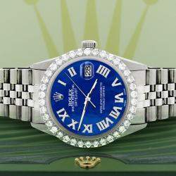 Rolex Custom Royal Blue MOP 3.3CT Diamond Stainless Steel Datejust  Automatic Men's Wristwatch 36MM