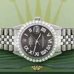 Rolex Custom Grey 3.3CT Diamond Stainless Steel Datejust  Automatic Men's Wristwatch 36MM