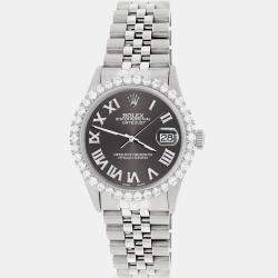 Rolex Custom Grey 3.3CT Diamond Stainless Steel Datejust  Automatic Men's Wristwatch 36MM