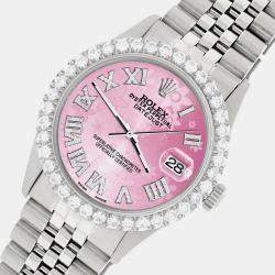 Rolex Custom Pink 3.3CT Diamond Stainless Steel Datejust  Automatic Men's Wristwatch 36MM
